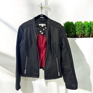 NWOT Faux-Leather Double-Pocket Jacket